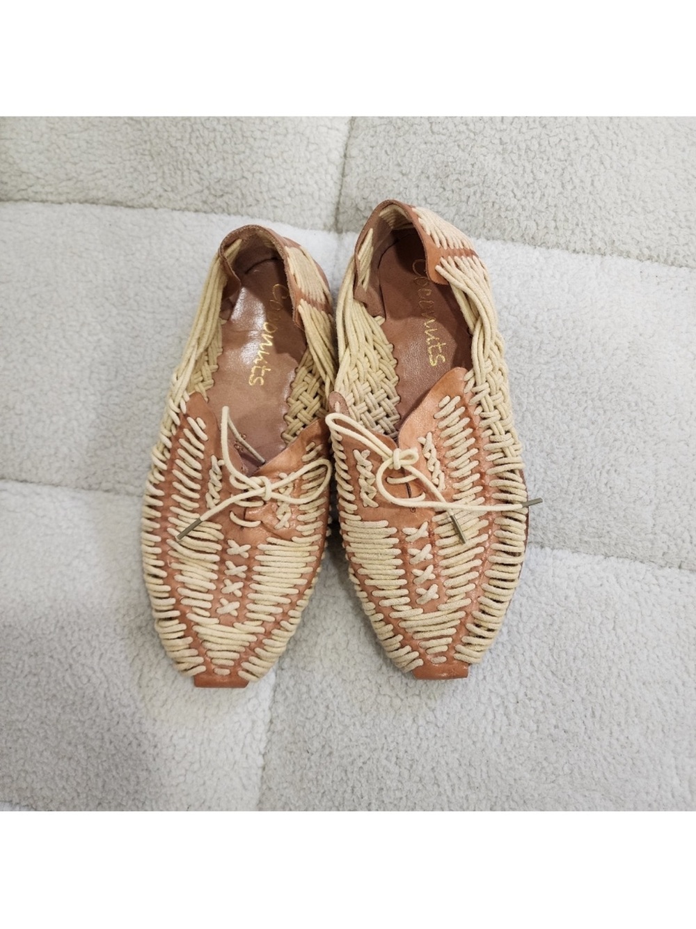 Coconuts by Matisse Fodder Natural Woven Huarache Lace Up Flats